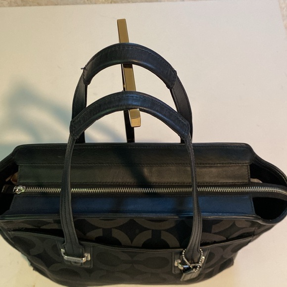 Coach Taylor Alexis Satchel Black with Brown C Logo Jacquard - Picture 3 of 11